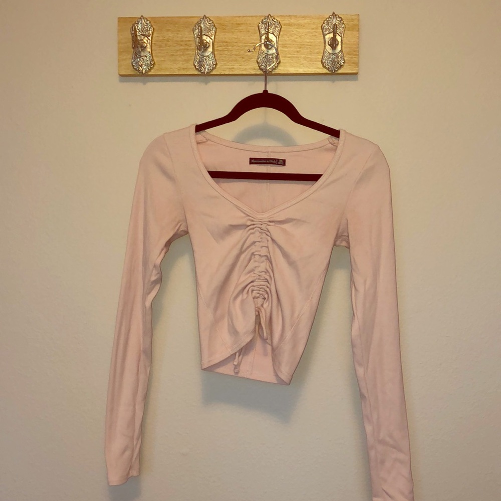 Pink long sleeve ruched top